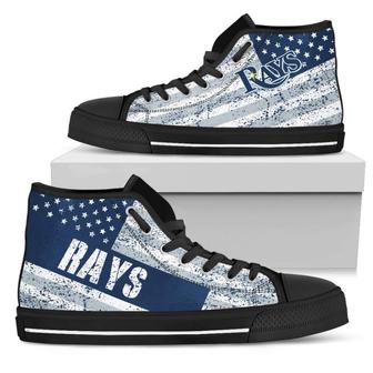 America Flag Italic Vintage Style Tampa Bay Rays High Top Shoes - Monsterry DE