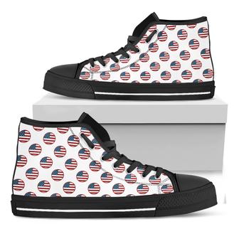 American Circle Flag Black High Top Shoes - Monsterry