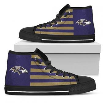 American Flag Baltimore Ravens High Top Shoes | Favorety