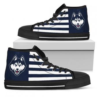 American Flag Connecticut Huskies High Top Shoes - Monsterry UK