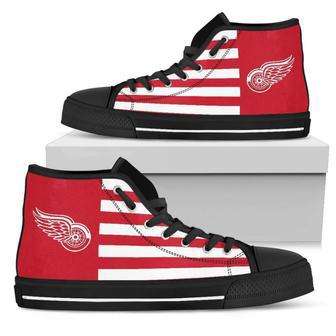 American Flag Detroit Red Wings High Top Shoes | Favorety