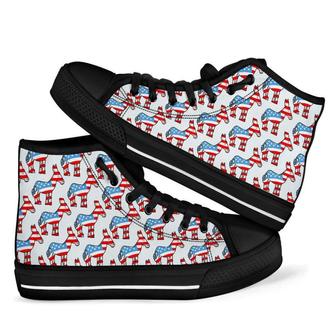American Flag Donkey Men Women's High Top Shoes - Monsterry