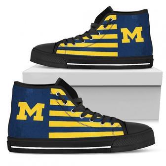 American Flag Michigan Wolverines High Top Shoes | Favorety AU