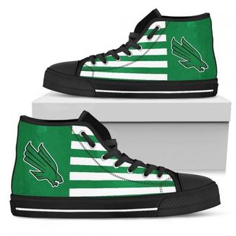 American Flag North Texas Mean Green High Top Shoes - Monsterry DE