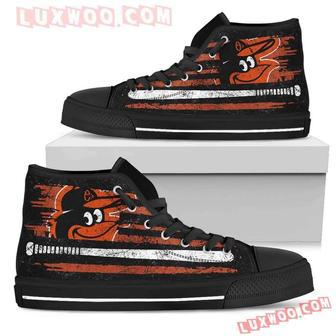 American Flag Vintage Baseball Baltimore Orioles High Top Shoes Sport Sneakers | Favorety DE