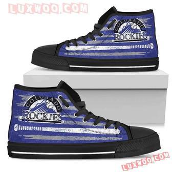 American Flag Vintage Baseball Colorado Rockies High Top Shoes Sport Sneakers | Favorety CA