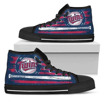 American Flag Vintage Baseball Minnesota Twins High Top Shoes | Favorety CA