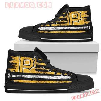 American Flag Vintage Baseball Pittsburgh Pirates High Top Shoes Sport Sneakers | Favorety CA