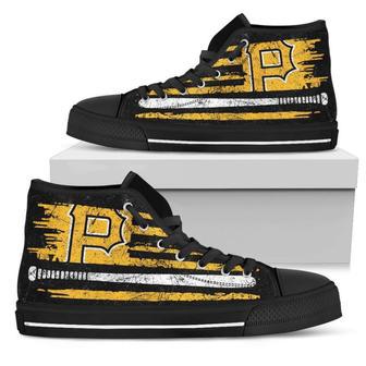 American Flag Vintage Baseball Pittsburgh Pirates High Top Shoes | Favorety CA