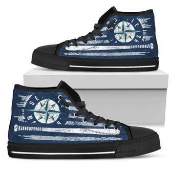 American Flag Vintage Baseball Seattle Mariners High Top Shoes | Favorety AU