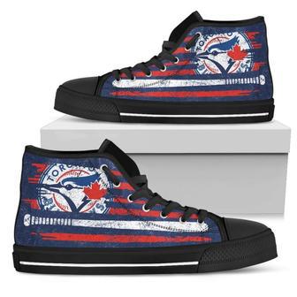 American Flag Vintage Baseball Toronto Blue Jays High Top Shoes | Favorety AU