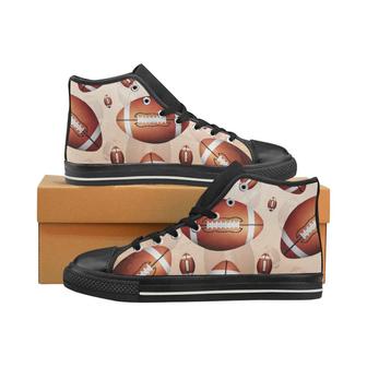 American football ball design pattern Men's High Top Shoes Black - Monsterry CA