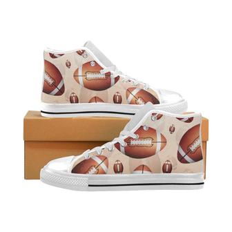 American football ball design pattern Men's High Top Shoes White - Monsterry UK