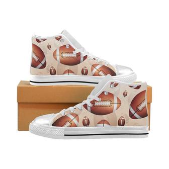 American Football Ball Design Pattern Women'S High Top Shoes White - Monsterry DE