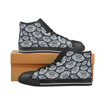 American Football Ball Pattern Men's High Top Shoes Black - Monsterry AU