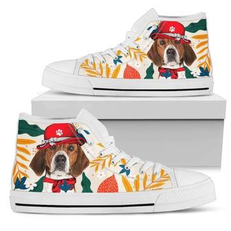 American Foxhound Dog Sneakers Women High Top Shoes Funny Gift - Monsterry