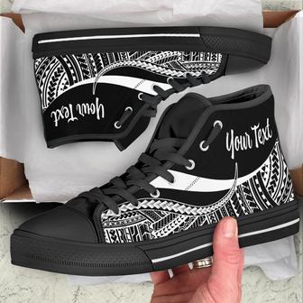 American Samoa Custom Personalised High Top Shoes White - Polynesian Tentacle Tribal Pattern - - Monsterry