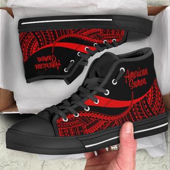 American Samoa High Top Shoes Red - Polynesian Tentacle Tribal Pattern - - Monsterry UK