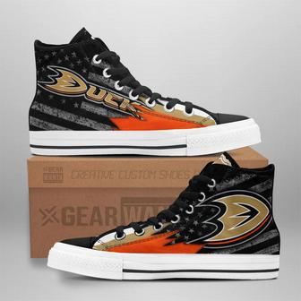 Anaheim Ducks High Top Shoes Custom American Flag Sneakers | Favorety CA