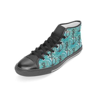 Anchor Nautical Green Background Women'S High Top Shoes Black - Monsterry CA