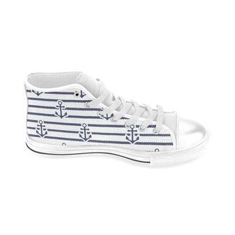 Anchor Rope Nautical Pattern Men'S High Top Shoes White - Monsterry UK
