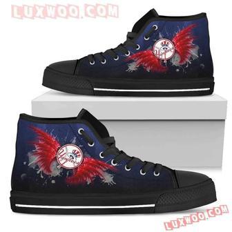 Angel Wings New York Yankees High Top Shoes Sport Sneakers | Favorety