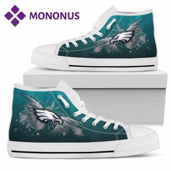 Angel Wings Philadelphia Eagles High Top Shoes White | Favorety