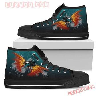 Angel Wings San Jose Sharks High Top Shoes Sport Sneakers | Favorety AU