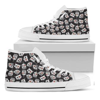 Angry Robot Pattern Print White High Top Shoes - Monsterry CA