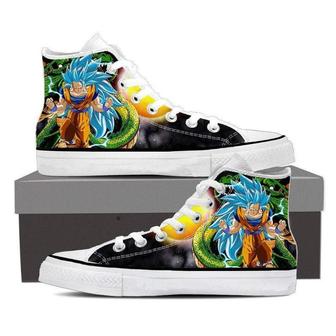 Anime Blue Dragon Goku For Lovers Gift For Fan Custom Canvas High Top Shoes - Monsterry CA