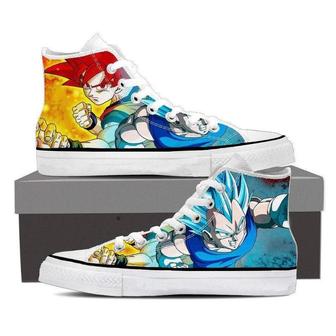 Anime Goku Vs Vegeta Anime For Lovers Gift For Fan Custom Canvas High Top Shoes - Monsterry UK