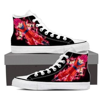Anime Ssj God Mode Goku For Lovers Gift For Fan Custom Canvas High Top Shoes - Monsterry
