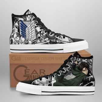 Aot Levi High Top Shoes Custom Anime Attack On Titan Sneakers | Favorety UK