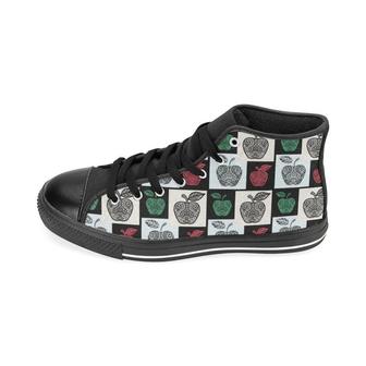 Apple Tribel Pattern Men'S High Top Shoes Black - Monsterry UK
