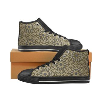 arabic star gold pattern Men's High Top Shoes Black - Monsterry