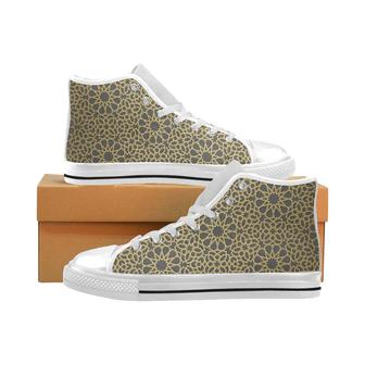 arabic star gold pattern Men's High Top Shoes White - Monsterry