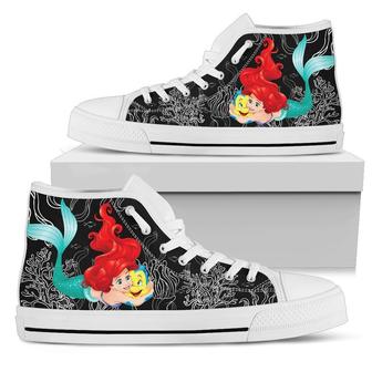 Ariel Sneakers Little Mermaid High Top Shoes Fan Gift Idea - Monsterry