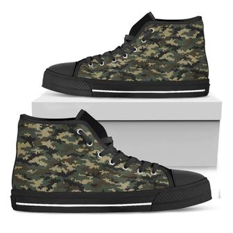 Army Green Digital Camo Black High Top Shoes - Monsterry CA