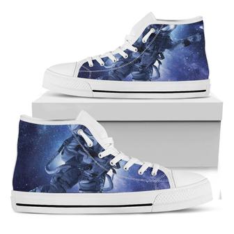 Astronaut On Space Mission Print White High Top Shoes - Monsterry CA