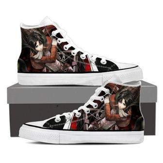 Attack On Titan Black For Lovers Gift For Fan Custom Canvas High Top Shoes | Favorety