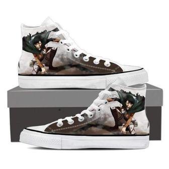 Attack On Titan Captain Levi For Lovers Gift For Fan Custom Canvas High Top Shoes | Favorety DE