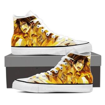 Attack On Titan Eren Gold For Lovers Gift For Fan Custom Canvas High Top Shoes | Favorety UK