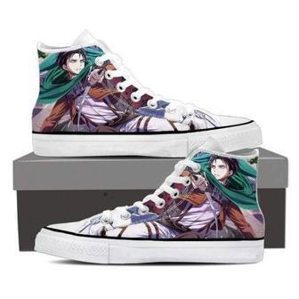 Attack On Titan Green Levi For Lovers Gift For Fan Custom Canvas High Top Shoes | Favorety