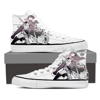 Attack On Titan Levi Blades And Odm For Lovers Gift For Fan Custom Canvas High Top Shoes | Favorety AU