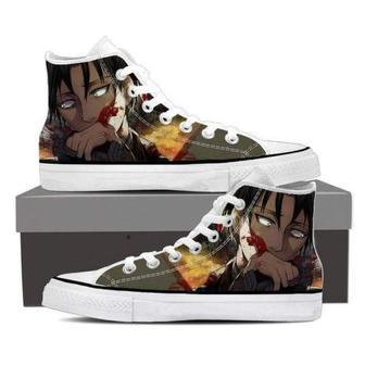 Attack On Titan Levi Bleeding For Lovers Gift For Fan Custom Canvas High Top Shoes | Favorety