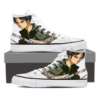 Attack On Titan Levi Face For Lovers Gift For Fan Custom Canvas High Top Shoes | Favorety CA