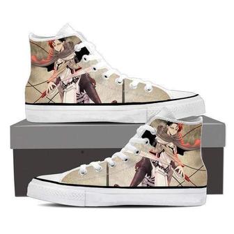 Attack On Titan Levi With Blade For Lovers Gift For Fan Custom Canvas High Top Shoes - Monsterry UK