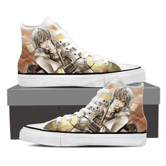 Attack On Titan White Haired Eren For Lovers Gift For Fan Custom Canvas High Top Shoes | Favorety AU