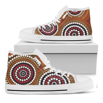 Australian Aboriginal Dot Print White High Top Shoes - Monsterry