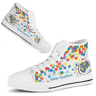 Autism Acceptance Elephant Mom - Autism Awareness High Top Shoes - Monsterry
